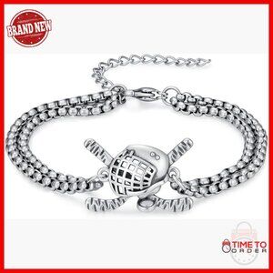 925 Sterling Silver Hockey Charm Bracelet with Extender Chain, Sport Gift